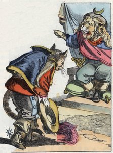Illustrazione del racconto "Il terribile Raminagrobis e i topi". In "Racconti dalla casa per i piccoli". Incisione anonima del XIX secolo. da Unknown artist