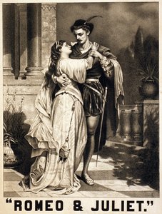 Illustrazione su Romeo e Giulietta di Shakespeare. Litografia, circa 1880.
