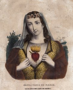 Cuore Immacolato di Maria - Immagine religiosa del Sacro Cuore di Maria - incisione del XIX secolo da Unknown artist