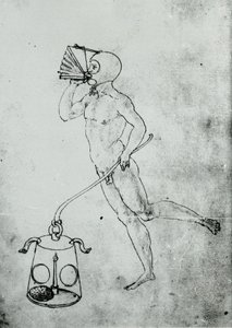 In un volume di Francesco di Giorgio appare questo disegno che raffigura un mantice per respirare sott