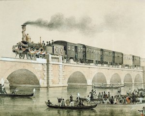 Inaugurazione del ponte sulla laguna di Venezia per collegare la città con il continente da Unknown artist