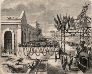 Inaugurazione della ferrovia da Tolosa a Sete nel 1857. Incisione in “Le Monde illustre” del 1857. Collezione privata da Unknown artist