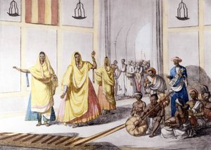 Cultura e civiltà indiana: danzatrice e musica tradizionale, India. da Unknown artist