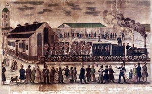 Rivoluzione industriale: inaugurazione della linea ferroviaria Mosca, San Pietroburgo, 7/05/1847. Incisione del XIX secolo da Unknown artist