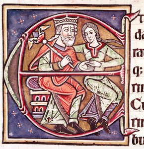 Lettera iniziale E con Davide e Betsabea (miniatura) da Unknown artist