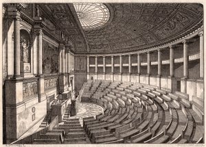 Veduta interna della Camera dei Deputati (Assemblea Nazionale), precedentemente chiamata Palais Bourbon, Parigi, Francia
