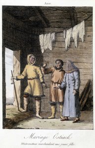 Mediatore che contratta una giovane ragazza per un matrimonio Ostiak (Khanty o Khante) (tribù di cacciatori paleosiberiani stabiliti nell