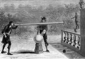Invenzione: Sarbacana o pistola pneumatica di Otto von Guericke (1602-1686), inventore tedesco.