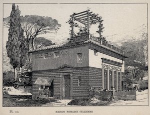 Casa romana italiana - incisione del 1889 in 