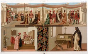 Costumi italiani del XV secolo. In "Il costume storico" di A. Racinet da Unknown artist