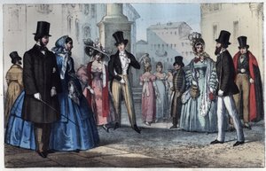 Moda italiana nel XIX secolo - incisione da "Usi e Costumi di Tutti i Popoli dell