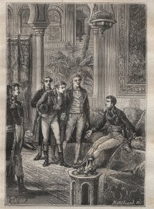 Viaggio (1798) di Frederic Conrad (Konrad) Hornemann (1772-1801) a Fezzan (Libia): Hornemann è accolto da Bonaparte al Cairo (Egitto) - illustrazione da "I grandi marinai del XVIII secolo" da Unknown artist