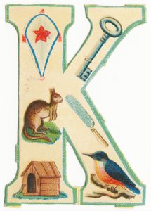 K: aquilone, chiave, canguro, coltello, canile, martin pescatore da Unknown artist