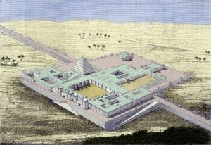 Khursabad (Iraq). Ricostruzione del palazzo di Sargon II, Re di Assiria dal 722 al 705 a.C. Incisione del XIX secolo