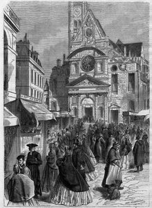 La novena di santa Genoveffa a Saint Etienne du Mont (Saint-Etienne-du-Mont) a Parigi - Incisione in 