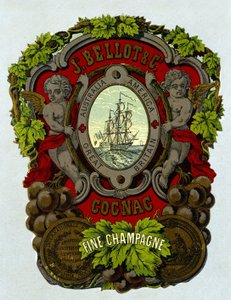 Etichetta di "Bellot Cognac - Fine Champagne", XIX secolo