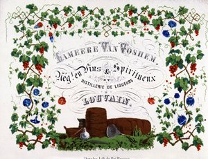 Etichetta di Lameere Van Voshem, commerciante belga di vini e liquori. 1880.