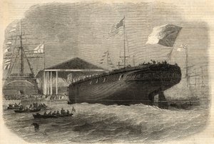 Varo della corvetta portoghese "Sagres" a Limehouse (Londra). Incisione in "The Illustrated London News" del 5 giugno da Unknown artist