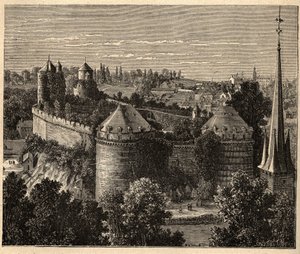 Il Castello a Fougères - Bretagna - Francia - incisione in "PATRIE" - DESCRIZIONE PITTORESCA DELLA FRANCIA IN 6 VOLUMI DI LUCIEN HUARD - fine XIX secolo da Unknown artist