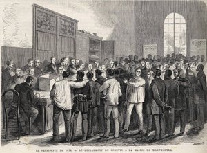 Il Plebiscito del 1870, conteggio del voto al Municipio di Montmartre.