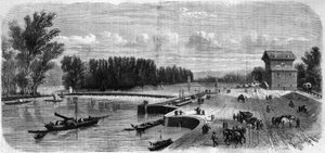La diga di Suresnes - Incisione in "Le Journal Illustrie" da Unknown artist