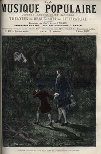 Leopold Mozart e suo figlio Wolfgang Amadeus nella Foresta Nera - Leopold Mozart e suo figlio Wolfgang Amadeus nella Foresta Nera in Germania - incisione in "La musique populaire" settimanale illustrato - 1882