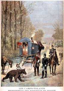Les camps volants: Censimento degli zingari in Francia (Roulotte, zingari e gendarmi) - in "Le petit journal" del 05/05/1895 da Unknown artist
