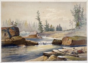 Le cascate di Papineau - in "Sketches on the nipisaguit a river of New Brunswick in America" di William Hickman, ed. Halifax