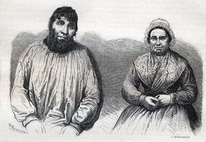 I coniugi Dumollard (Martin Dumollard (1810-1862) e la sua complice Marie Anne Martinet (1814-1875) - Incisione del XIX secolo da Unknown artist
