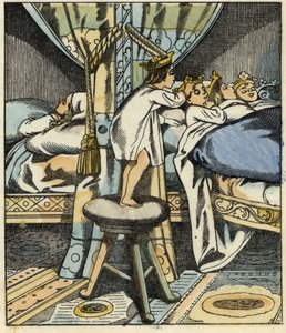 Pollicino mette le corone delle sette figlie dell