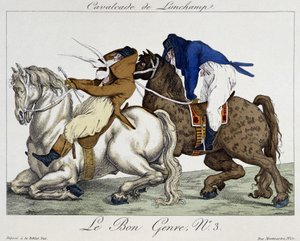 Cavalcata di Longchamps - caricatura, inizio XIX secolo