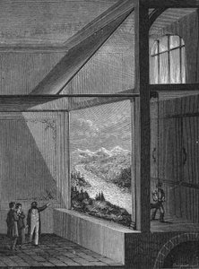 Louis Daguerre eseguì una dimostrazione del diorama e del modo di cambiare pittura da Unknown artist