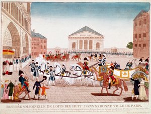 Luigi XVIII arriva a Notre Dame, Parigi, 3 maggio 1814 (incisione)