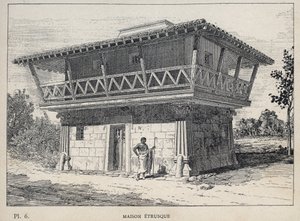Casa etrusca - incisione del 1889 in "Storia dell