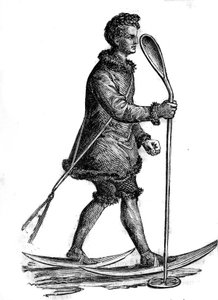 Uomo in costume tradizionale khanty (khante o ostiak) che caccia ermellino. I Khanty sono un popolo finno-ugrico che vive nella Siberia occidentale
