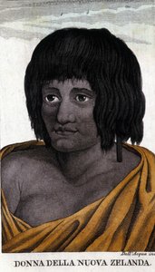 Donna Maori della Nuova Zelanda. Incisione dell