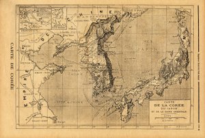 Mappa della Corea, Giappone e Cina orientale. Incisione in "Le petit journal" 3/09/1894. Collezione Selva da Unknown artist