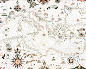 Mappa del Mar Mediterraneo e della costa (dettaglio del portolano di Castellini) da Unknown artist