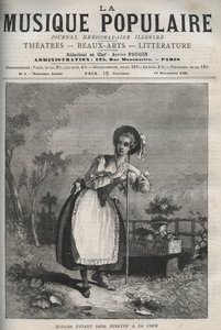 Marie Justine Benoite Duronceray (Madame Favart) in "Ninette alla corte o il Capriccio amoroso" - commedia in tre atti e versi, mista di ariette, di Charles Simon Favart - incisione in "La musique populaire" settimanale illustrato da Unknown artist