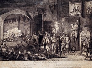 Massacro di San Bartolomeo a Parigi nella notte del 24 agosto 1572. Incisione del XVI secolo. Pau, Museo del Castello da Unknown artist