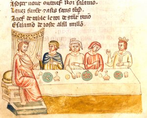 Pasto del re e dei suoi sudditi. Miniatura del XII secolo Biblioteca Marciana Venezia