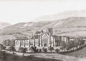 Abbazia di Melrose, Abbazia di Santa Maria, Melrose, Scottish Borders, Scozia (incisione) da Unknown artist