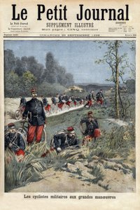 Ciclisti militari alle grandi manovre. Incisione in “Le petit journal” 20/09/1896. Collezione Selva da Unknown artist
