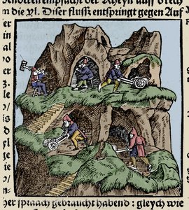 Miniere nel XV secolo. Incisione da Johann Stumpff