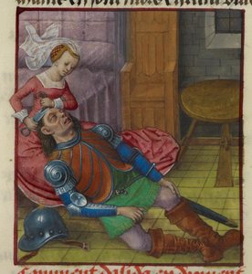 Miniatura di Dalila che taglia i capelli di Sansone, da 