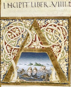 Miniatura rappresentante sirene. Lettera 