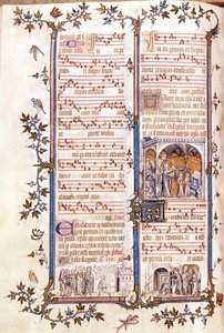 Messale di San Dionigi, circa 1350. Miniatura raffigurante Clotario e Dagoberto da Unknown artist
