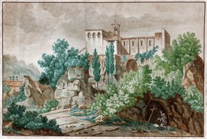 Monastero in Italia (acquerello, circa 1850) da Unknown artist