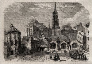Chiesa monolitica a Saint-Emilion - Chiesa monolitica di Saint Emilion in Gironda - incisione in "Dictionnaire populaire illustré" - 1864 - di Joseph Decembre e Edmond Allonier da Unknown artist