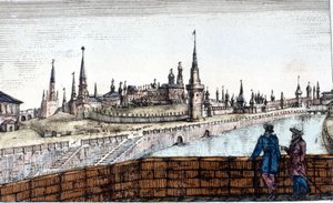 Mosca, la Moscova. Incisione da Unknown artist